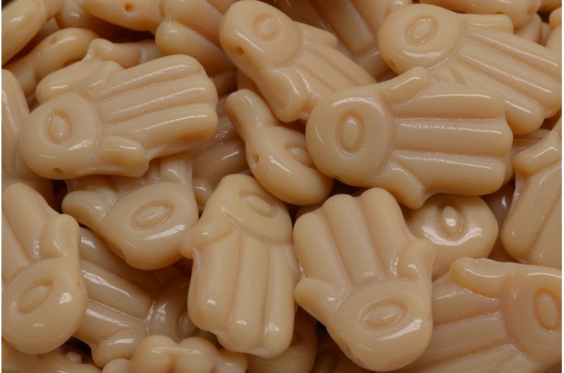 Hamsa Hand Beads, Beige (13020), Glass, Czech Republic