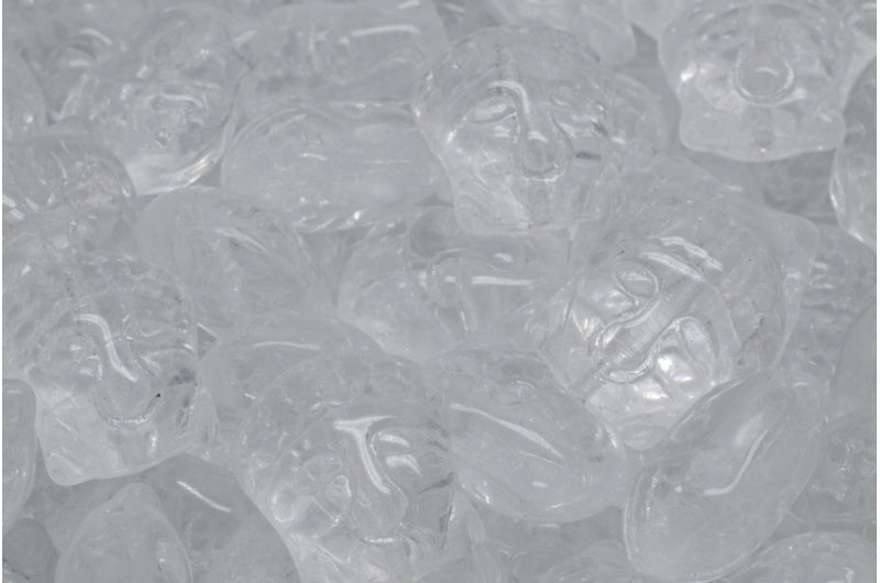 Buddha Head Beads, Crystal (00030), Glass, Czech Republic