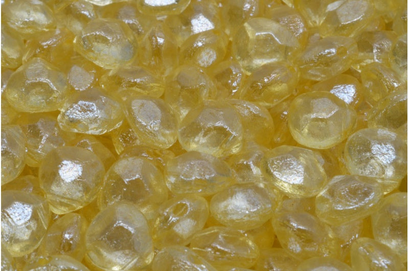 Briolette 珠子，水晶光泽黄色全涂层 (00030-14483)，玻璃，捷克共和国