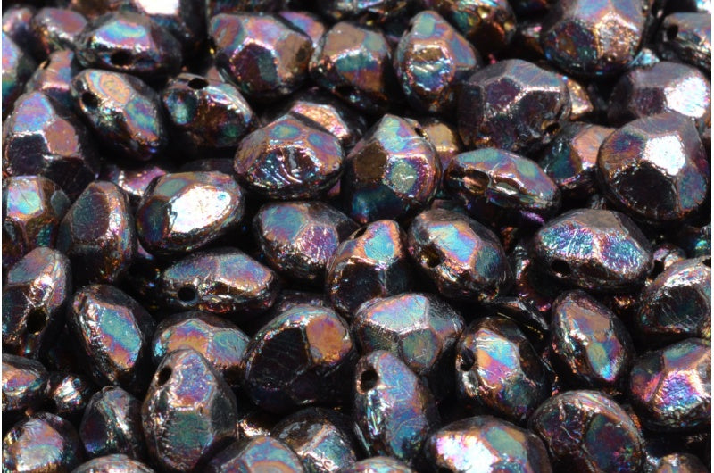 ブリオレットビーズ、ブラックベガアイリス（23980-15781）、ガラス、チェコ共和国