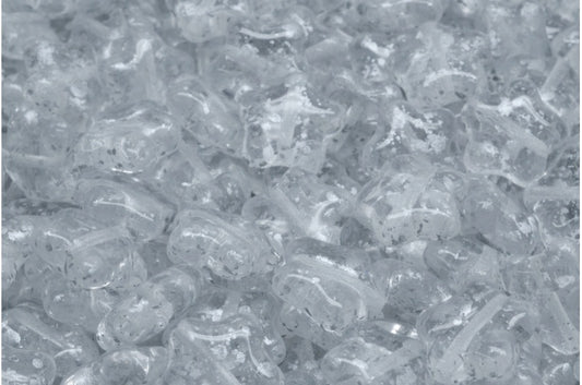 Flat Star Beads, Crystal Silver Splash (00030-94400), Glass, Czech Republic