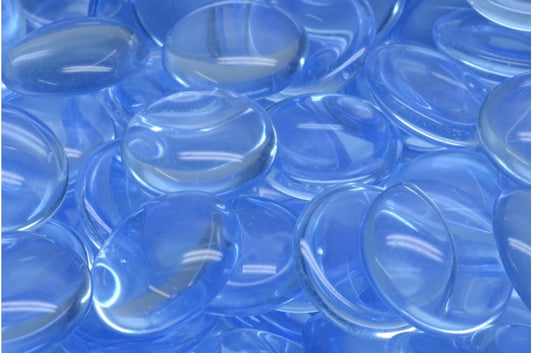 Cabochon Beads, Transparent Blue (30010), Glass, Czech Republic