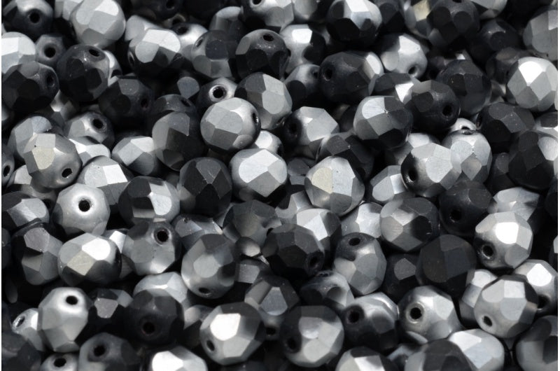 ファセット加工ビーズ ラウンド、ブラック 27071 (23980-27071)、ボヘミアクリスタルガラス、チェコ共和国