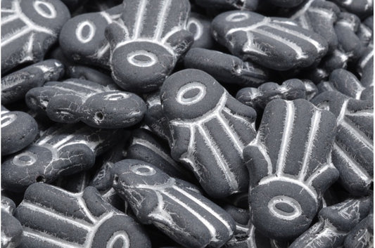 ハムサハンドビーズ、ブラックシルバーラインマット（23980-54301-84100）、ガラス、チェコ共和国