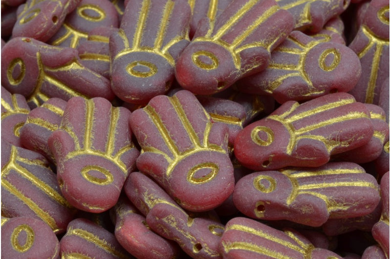 Hamsa-Handperlen, Opal-Rotgold gefüttert, matt (91260-54302-84100), Glas, Tschechische Republik