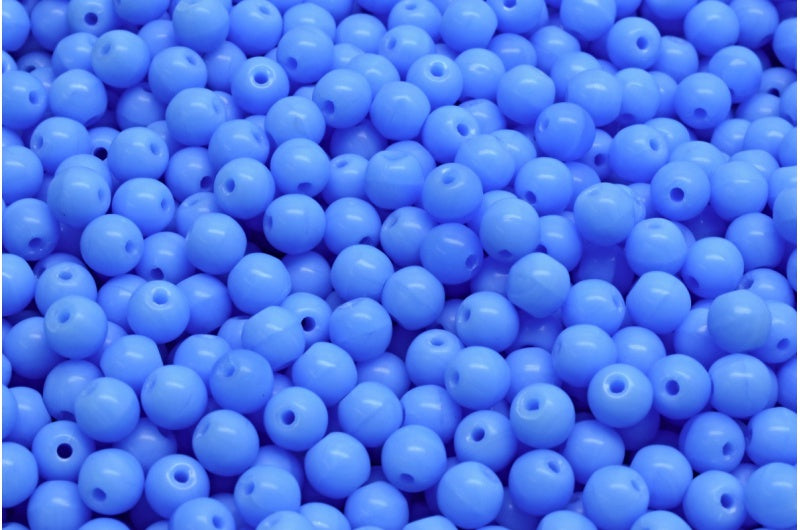 ラウンドドラックビーズ、不透明ブルー（33100）、ガラス、チェコ共和国