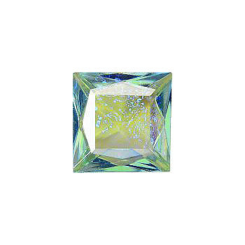 Square Faceted Pointed Back (Doublets) Crystal Glass Stone, Light Green 1 Mexico Opals (Mex-24), Czech Republic