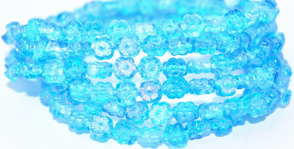 Hawaii Flower Pressed Glass Beads, Crystal 48112 (30 48112), Glass, Czech Republic