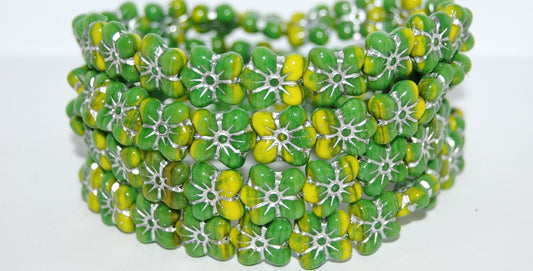 Flower Pressed Glass Beads, (53328312 54201), Glass, Czech Republic