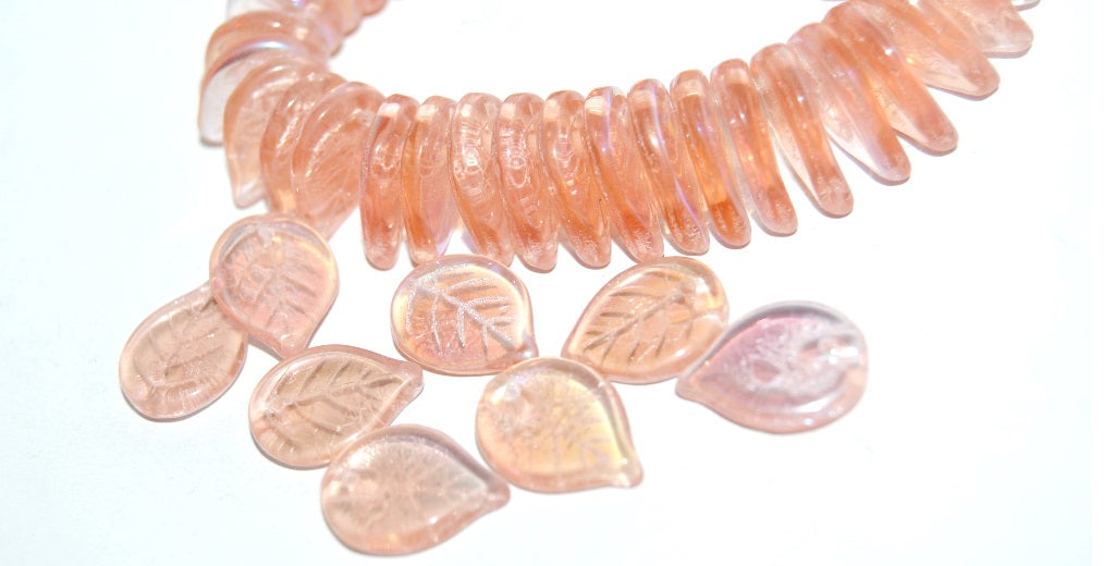 Leaf Pressed Glass Beads, (70020 Ab), Glass, Czech Republic