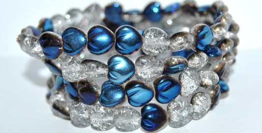Heart Pressed Glass Beads, Crystal 29900 Crack (30 29900 Crack), Glass, Czech Republic