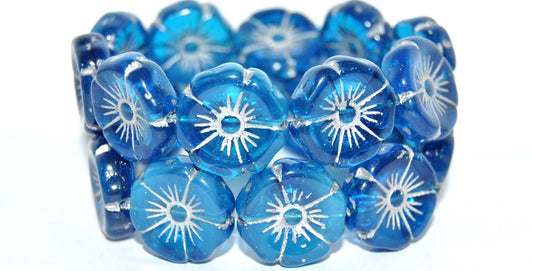 Hawaii Flower Pressed Glass Beads, (60070 54201), Glass, Czech Republic