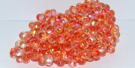 Pear Drop Pressed Glass Beads, Crystal 48101 (30 48101), Glass, Czech Republic