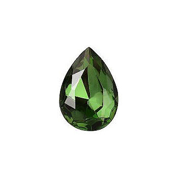 Pear Faceted Pointed Back (Doublets) Crystal Glass Stone, Green 1 Transparent With Chrome (50590-Chr), Czech Republic