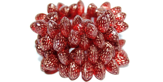 Strawberry Friut Pressed Glass Beads, Ruby Red 54200 (90080 54200), Glass, Czech Republic
