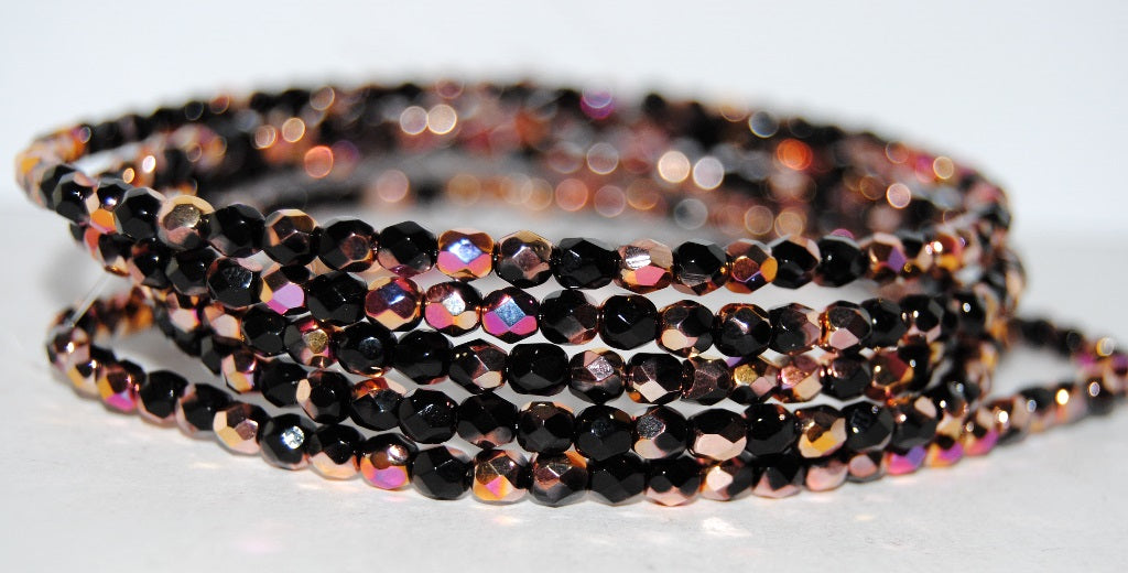 Fire Polished Round Faceted Beads, Black 29500 (23980 29500), Glass, Czech Republic