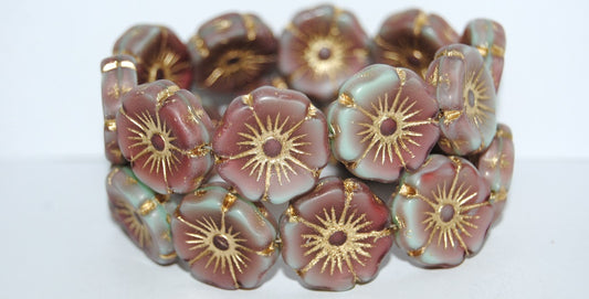 Hawaii Flower Pressed Glass Beads, (57713 54202), Glass, Czech Republic