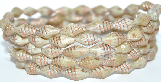 Seashell Pressed Glass Beads, Beige 54200 (13020 54200), Glass, Czech Republic