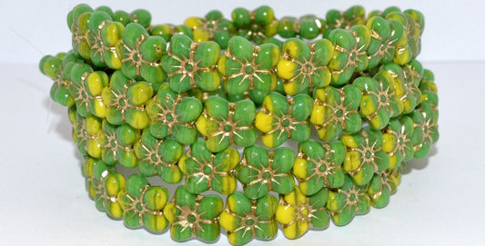 Flower Pressed Glass Beads, (53328312 54202), Glass, Czech Republic