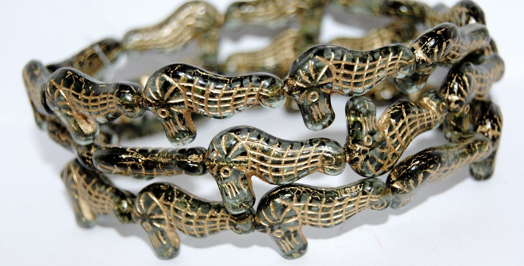 Seahorse Pressed Glass Beads, Transparent Dark Blue 54202 (30330 54202), Glass, Czech Republic