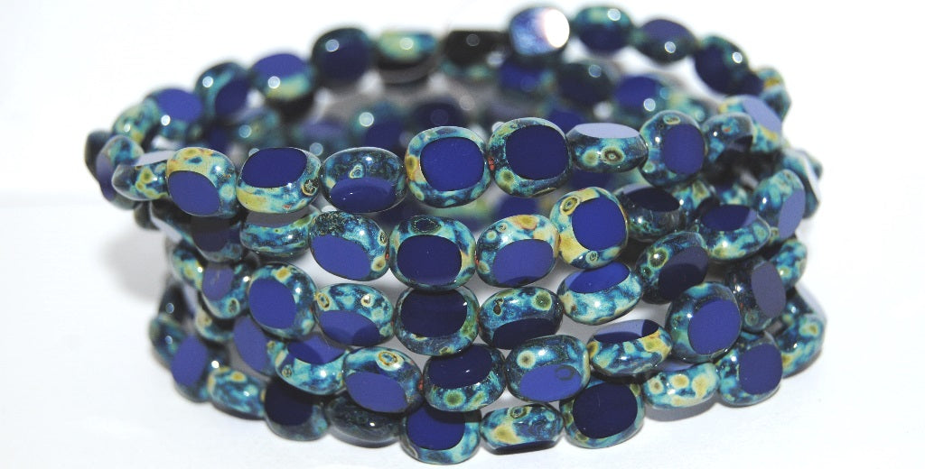 Table Cut Round Candy Beads, Opaque Blue 66800 (33070 66800), Glass, Czech Republic