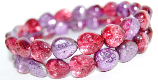 Strawberry Pressed Glass Beads, 48220 (48220), Glass, Czech Republic