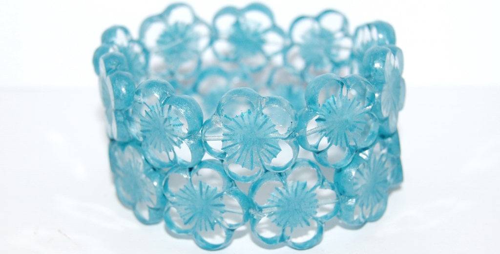 Table Cut Flower Beads Hibiscus, (21 43614 Lava Glass), Glass, Czech Republic