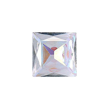 Square Faceted Pointed Back (Doublets) Crystal Glass Stone, White 8 Transparent With Ab (000300-Abb), Czech Republic