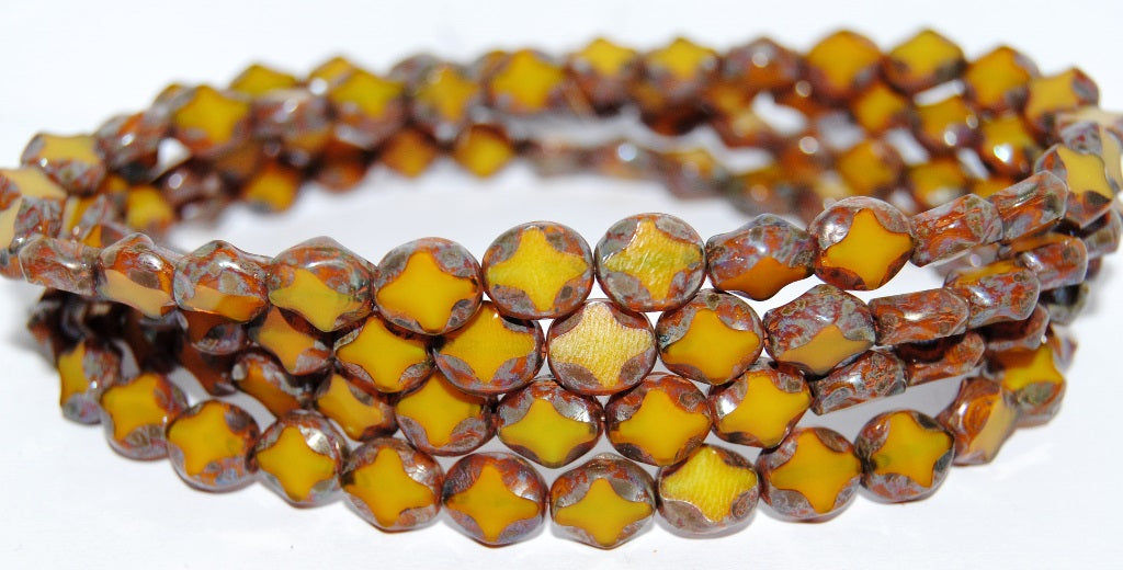 Table Cut Oval Beads, Opal Yellow 43400 (81210 43400), Glass, Czech Republic