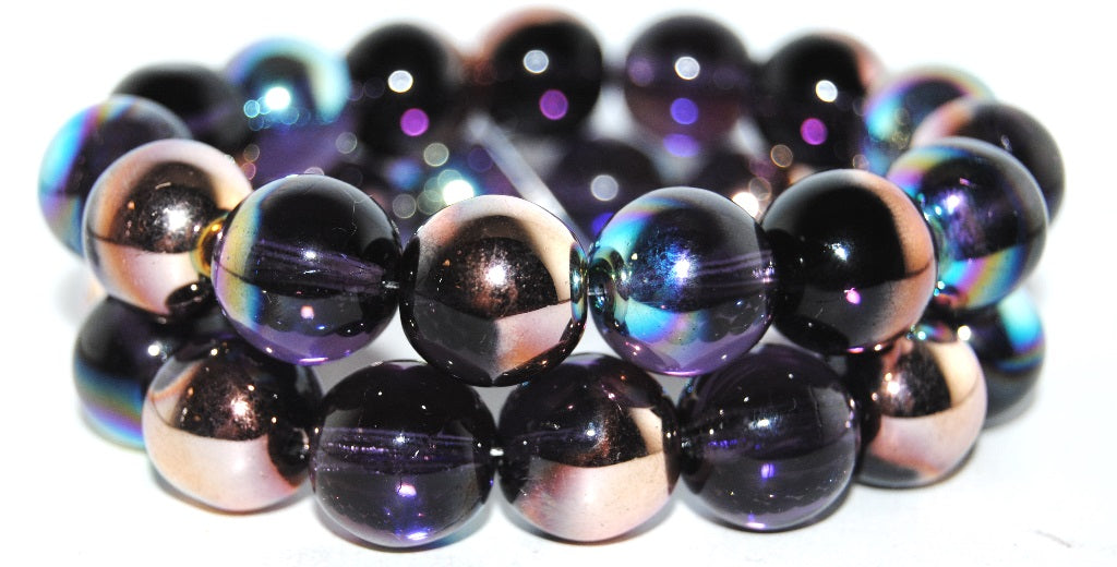 Round Pressed Glass Beads Druck, (Mix20310 29500 Ab), Glass, Czech Republic