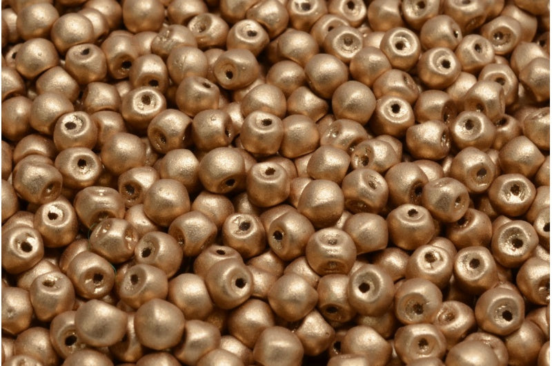 マッシュルームボタンビーズ、クリスタルアステカペールゴールド（00030-01710）、ガラス、チェコ共和国