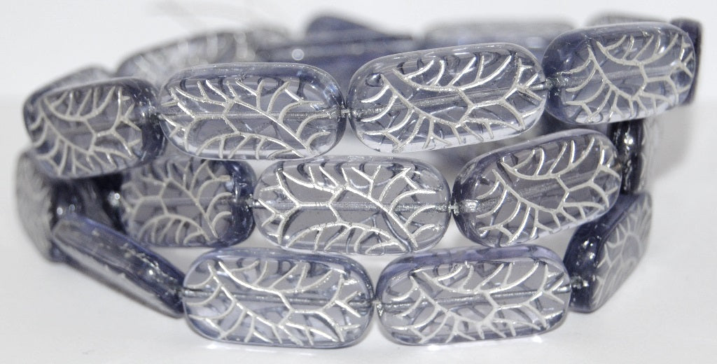 Rectangle With Ornament Pressed Glass Beads, Transparent Light Amethyst 54201 (20210 54201), Glass, Czech Republic