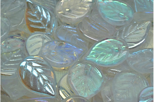 Apple Leaf Beads, Crystal Ab (00030-28701), Glass, Czech Republic