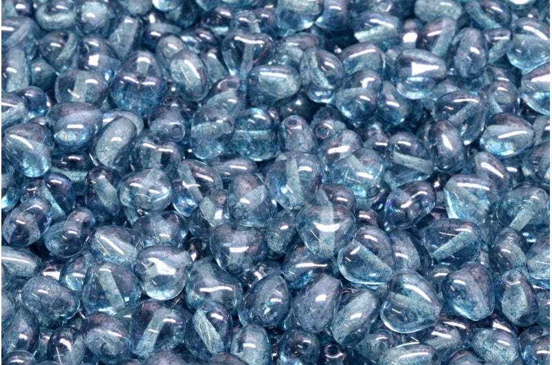 Heart Beads, Crystal Terracotta Blue (00030-15464), Glass, Czech Republic