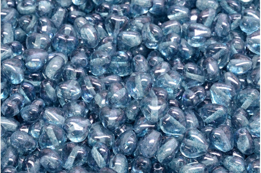 ハートビーズ、クリスタルテラコッタブルー（00030-15464）、ガラス、チェコ共和国