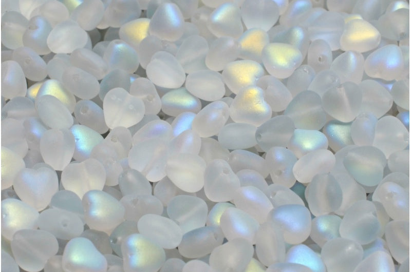 ハートビーズ、クリスタルマットAB（00030-84100-28701）、ガラス、チェコ共和国