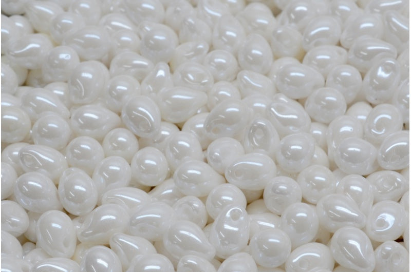 ドロップビーズ、ホワイトオパール 21402 (02020-21402)、ガラス、チェコ共和国