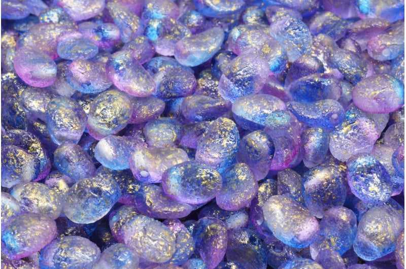 Tulip Petal Beads, Crystal Etched Blue Violet 56902 (00030-ETCH-48002-56902), Glass, Czech Republic