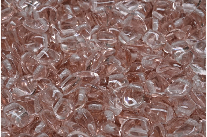 Tulip Petal Beads, Transparent Pink (70130), Glass, Czech Republic
