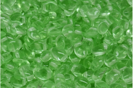 Tulip Petal Beads, Transparent Green (50500), Glass, Czech Republic