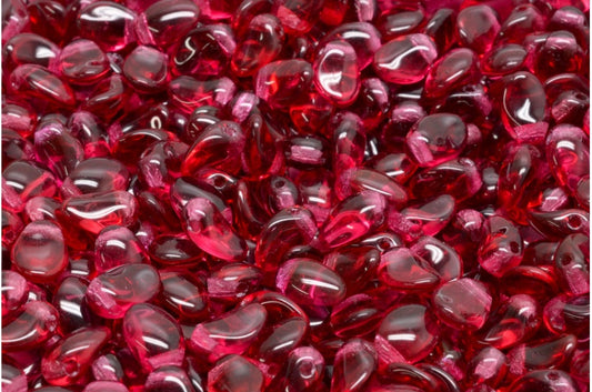 Tulip Petal Beads, Transparent Red (70350), Glass, Czech Republic