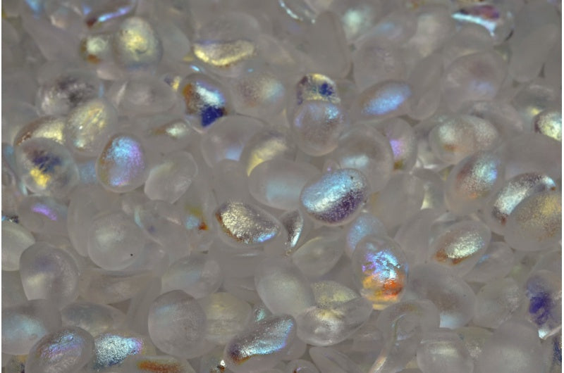 チューリップの花びらビーズ、クリスタルエッチングAB（00030-ETCH-28701）、ガラス、チェコ共和国