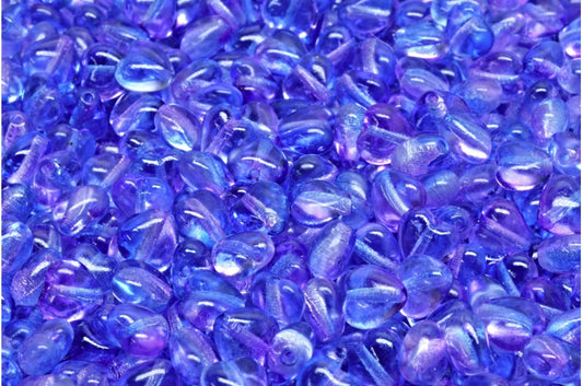 心形珠子，水晶蓝紫 (00030-48002)，玻璃，捷克共和国
