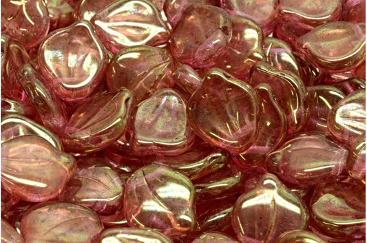 牡丹花瓣珠，水晶光泽红色全涂层 (00030-14495)，玻璃，捷克共和国