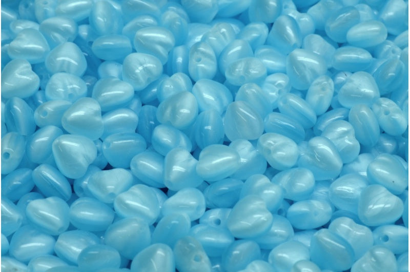 ハートビーズ、オパールアクア（61400）、ガラス、チェコ共和国