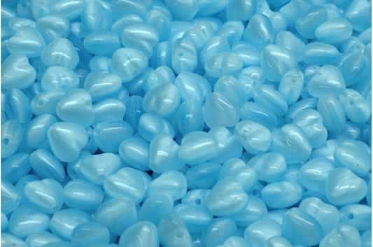 ハートビーズ、オパールアクア（61400）、ガラス、チェコ共和国