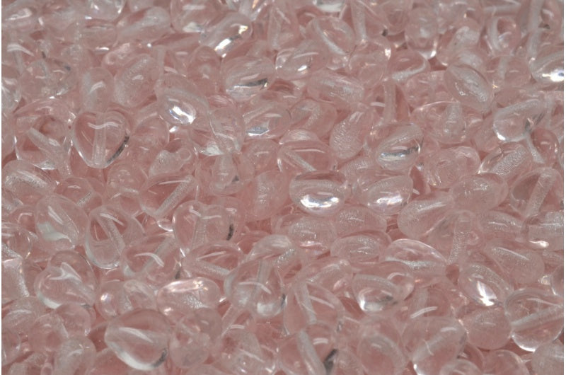 Heart Beads, Transparent Pink (70100), Glass, Czech Republic