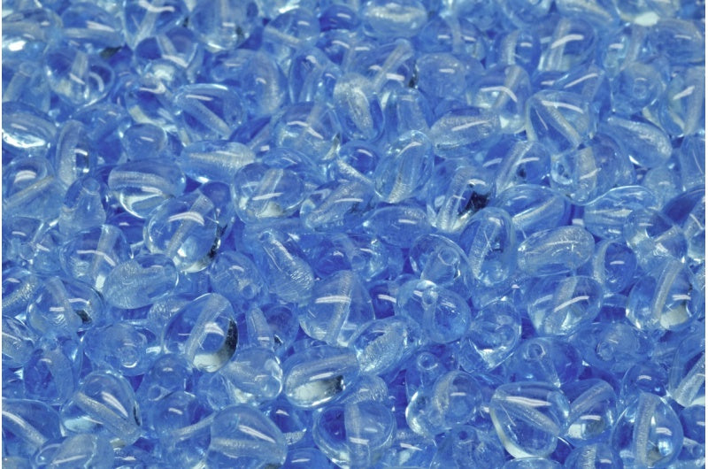 Heart Beads, Transparent Blue (30020), Glass, Czech Republic