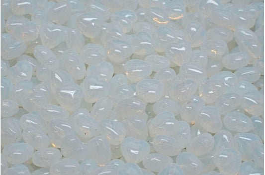 ハートビーズ、オパールホワイト（01000）、ガラス、チェコ共和国