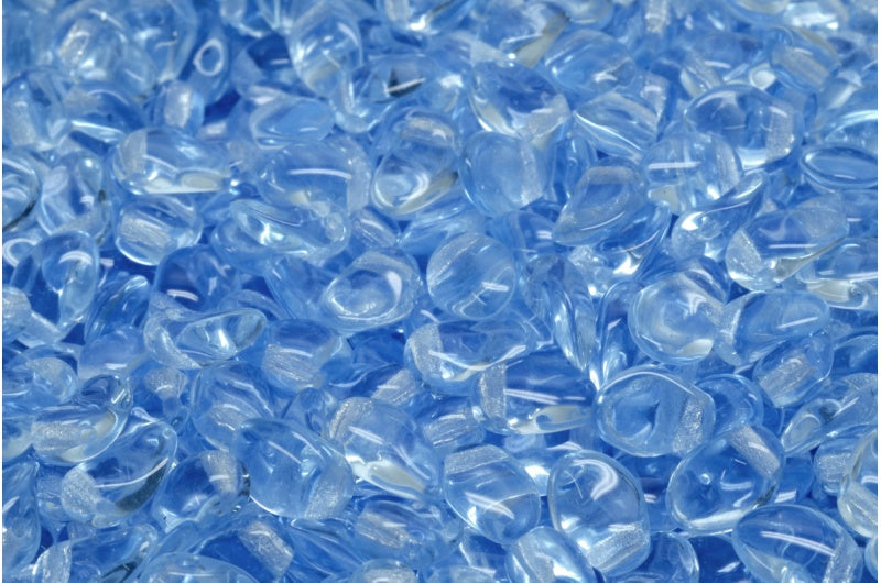 Tulip Petal Beads, Transparent Blue (30010), Glass, Czech Republic